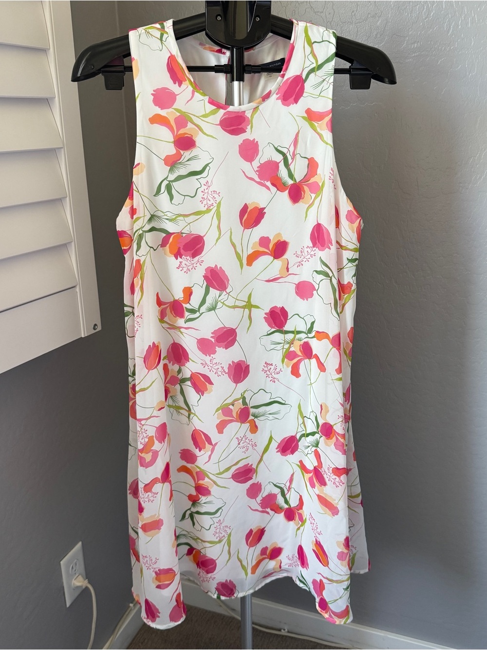 Tommy Hilfiger White Dress with Pink Floral Accents Size 12